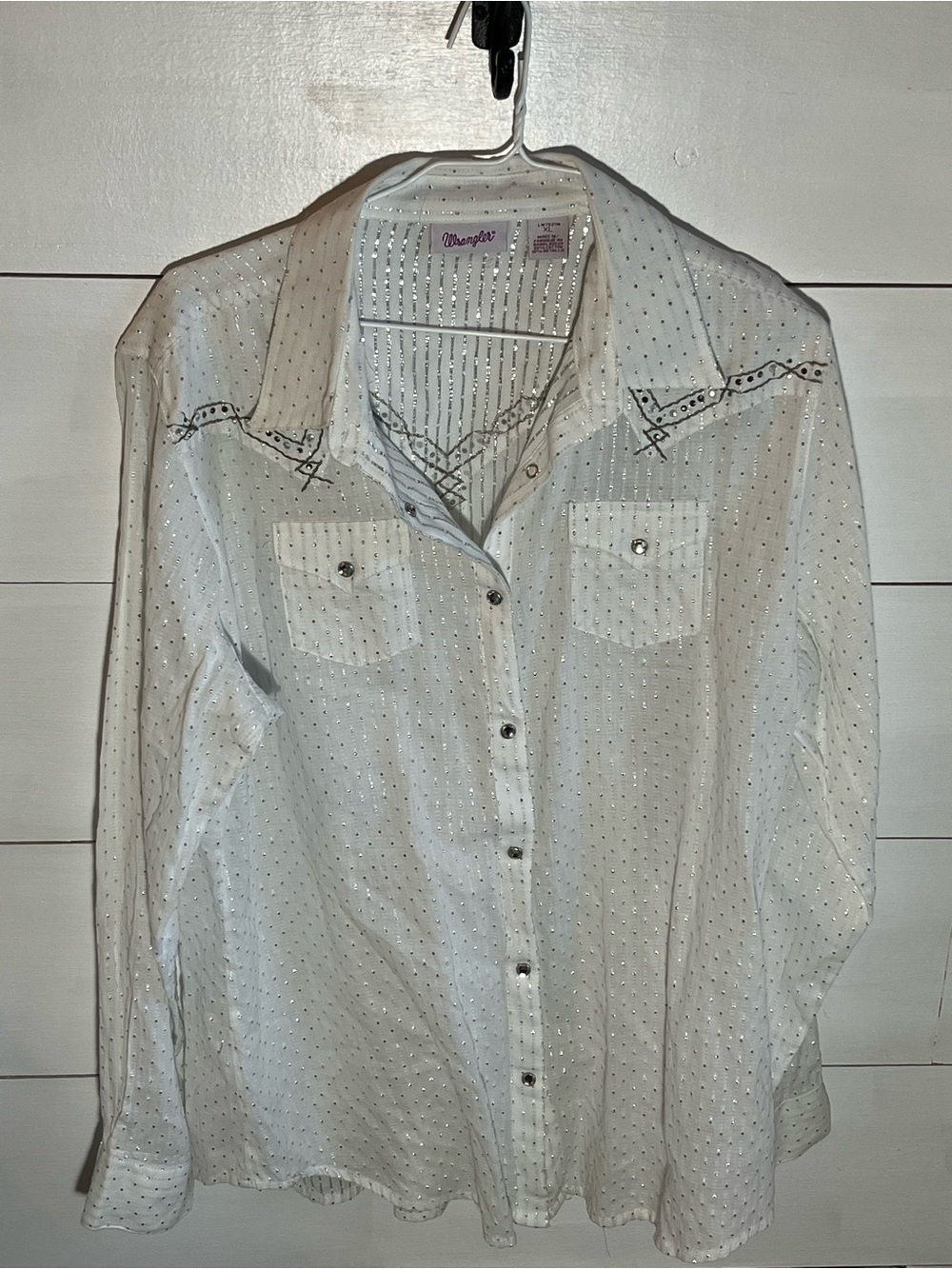 Wrangler White Dot-Pattern Western Button-Down Shirt